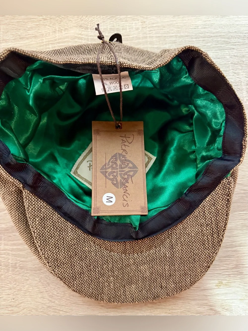Patrick Francis Men's Ireland Tweed Flat Cap, Sz M, NWT